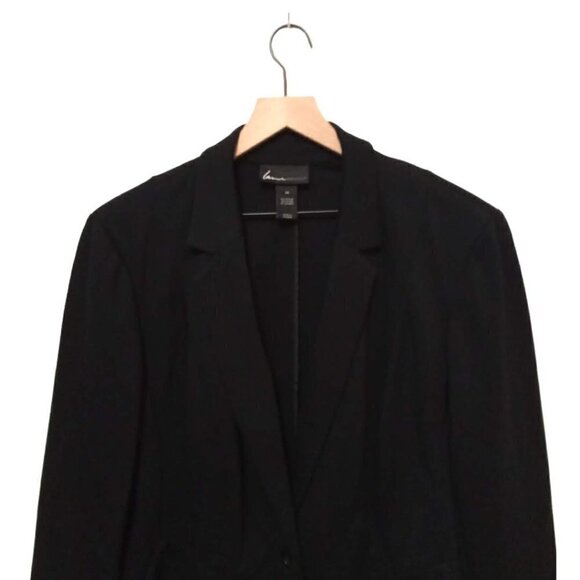 LANE Bryant Black Rayon Ponte Stretch Single Breasted Blazer Sz 24 - Picture 2 of 8